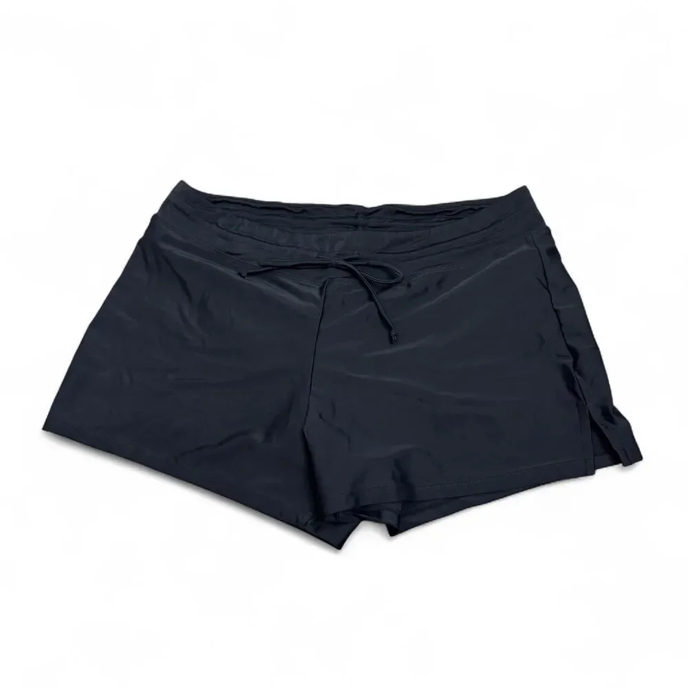 NWOT L Women's Black Drawstring Swim Shorts